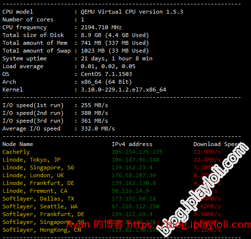 XHostFire VPS bench.sh 跑分