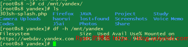 成功挂载 Yandex Disk